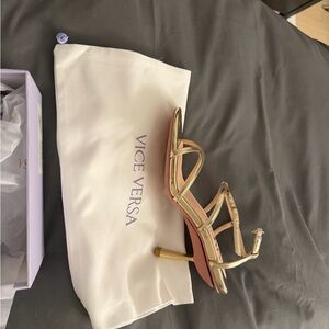 Vice Versa Metallic Gold Strappy Stiletto Sandal